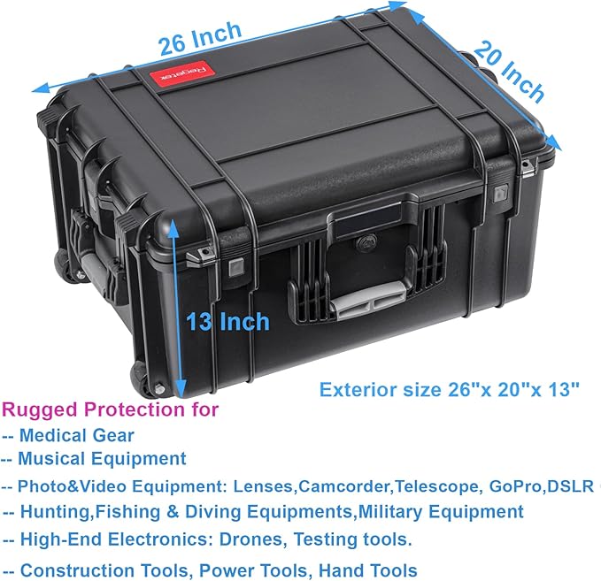 Rolling Hard Case with Foam, Equipment Case with Wheels and 4 Handles - Image 2