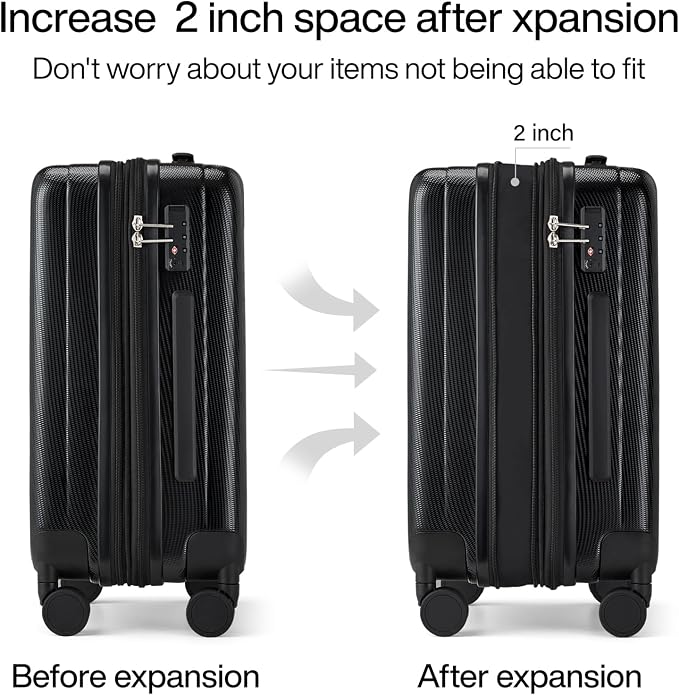 Hanke Expandable Hardshell Luggage Sets 3 piece Carry on Luggage - Image 3
