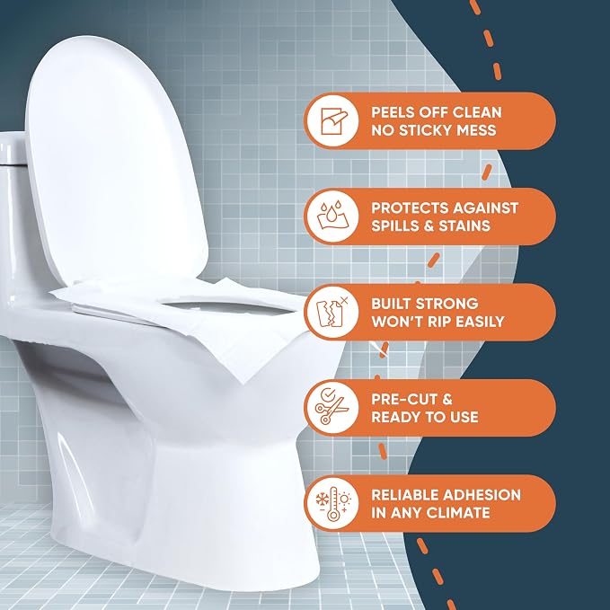 Disposable Toilet Seat Covers Pack of 50 XLarge Flushable Paper Travel Toilet - Image 2