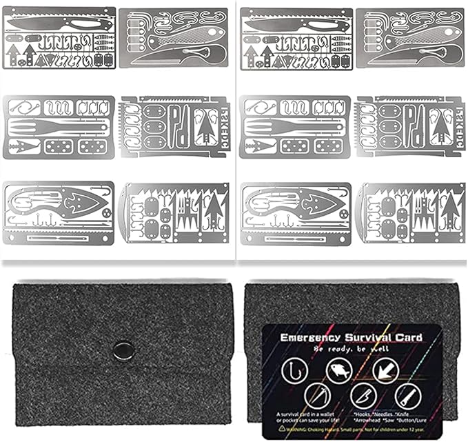 PSKOOK 12 Pcs Survival Multitool Card Emergency Camping Tool EDC Kit in Your by PSKOOK
