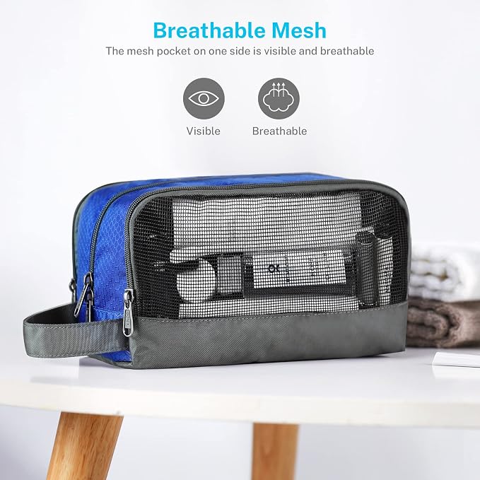 Gonex Travel Toiletry Bag Nylon, Dopp Kit Shaving Bag Toiletry Organizer Blue - Image 3