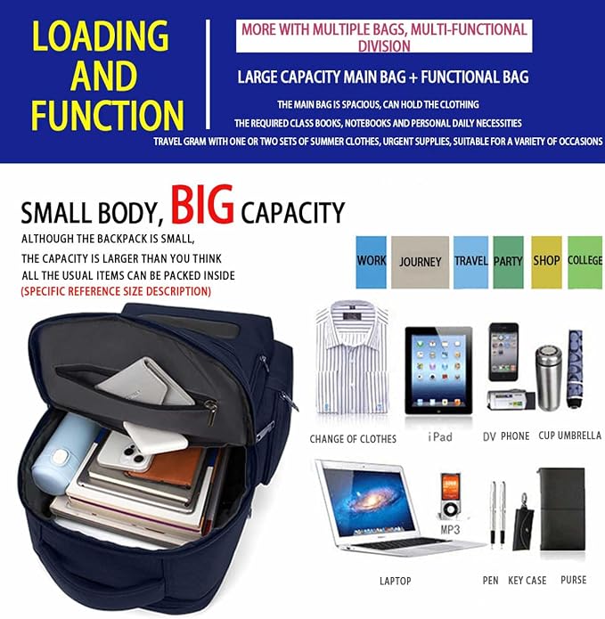 Multi-Functional Travel Laptop Backpack, Water-Resistant Large Capacity Bookbag - Image 2