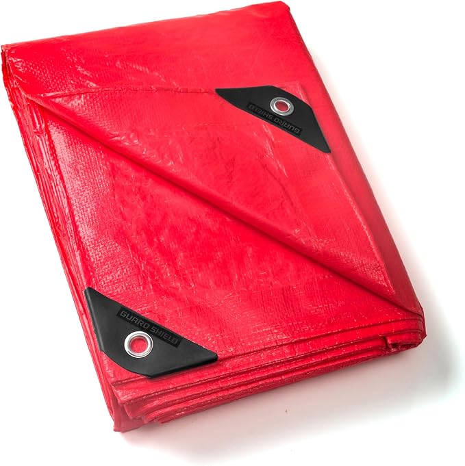 GUARD SHIELD Red Tarp 10x20 Feet Tarps High Visibility Outdoor Poly Cover by GUARDSHIELD