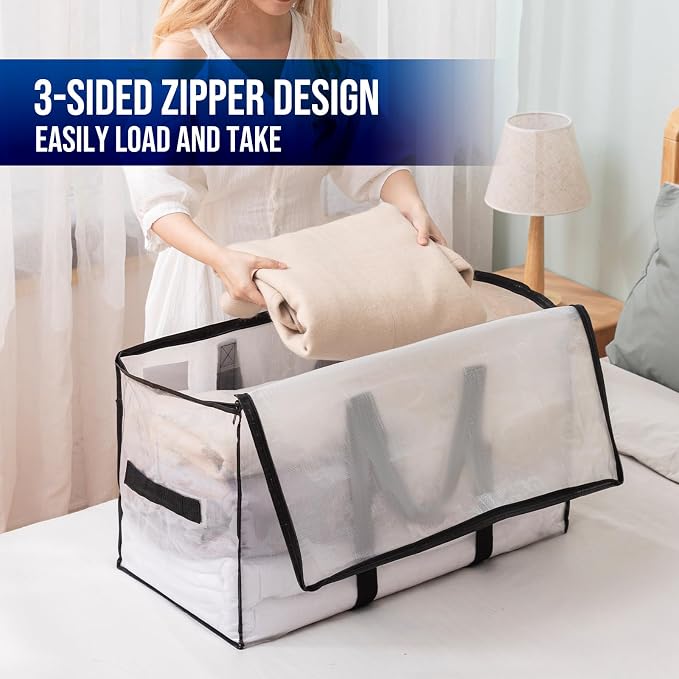 TAILI Extra Large Moving Bags, 4 Pack Clear Heavy Duty Totes - Image 6