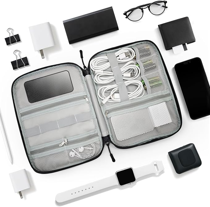 Personalized Electronics Organizer Travel Case Custom Name Cord Storage Bag - Image 4