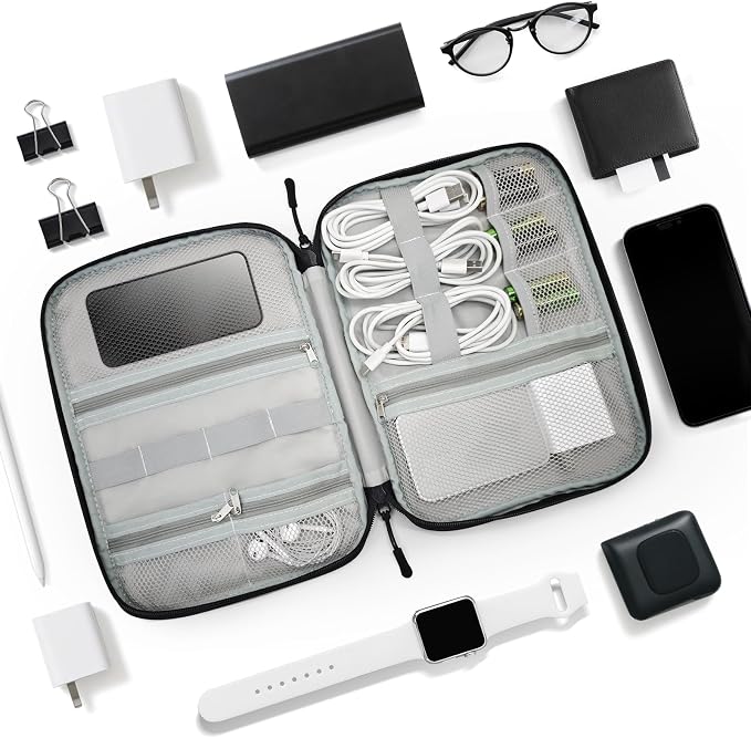 Custom Electronics Organizer Travel Case Personalized Name Initials Cable - Image 4