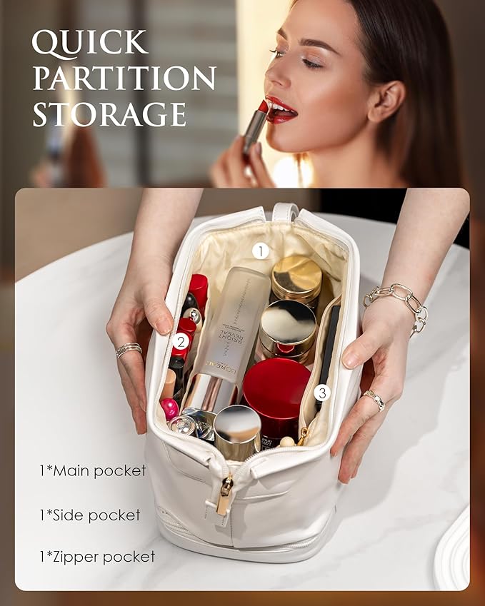 Gifts for Her - Initial Large Makeup Bags, Personalized Double Layer Cosmetic - Image 4