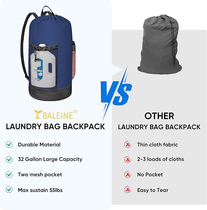 BALEINE 150L Laundry Bag Backpack, 900D Oxford Fabric Large Travel Laundry Bags - Image 5