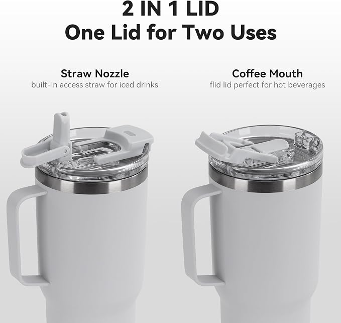 30oz Tumbler with Handle, Insulated Leak Proof Coffee Travel Mug with Straw Lid - Image 2