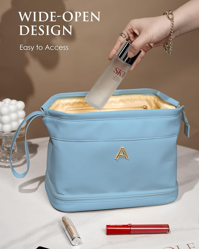 Bridesmaid Gifts for Women, Initial Makeup Bag, Personalized Double Layer - Image 3
