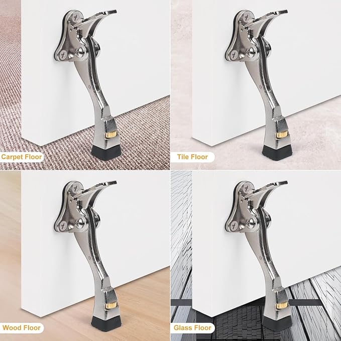 12 Packs Heavy Duty Kickdown Door Stopper, One Touch Adjustable Kickdown Door - Image 5