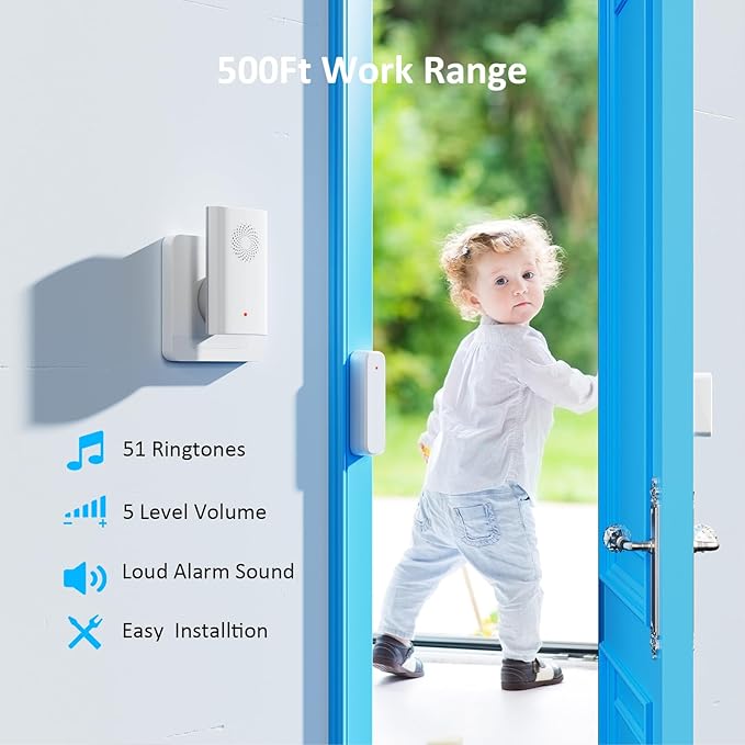 Wireless Door Chime for Business Entering, Door Open Alarm for Kid/Toddler Home - Image 2