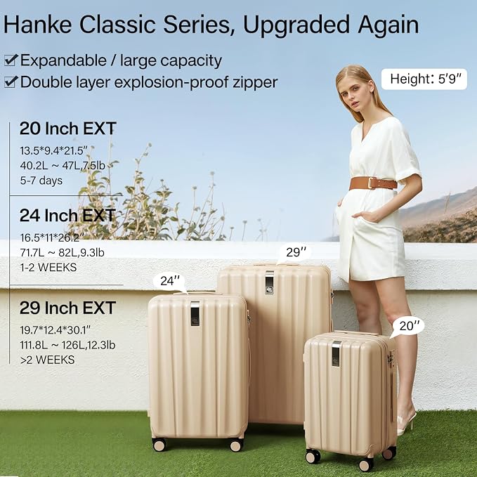 Hanke 24 Inch Expandable Checked Luggage Lightweight PC Hard Shell Luggage - Image 2