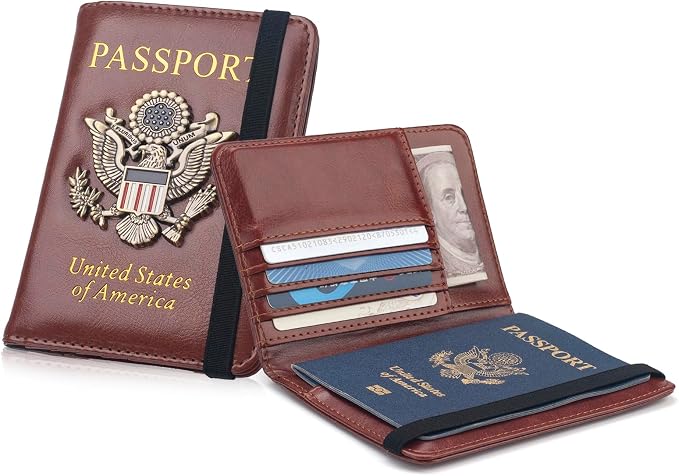 RFID Passport Holder Wallet for Women Men Travel, Leather US Passport Cover Case - Image 7