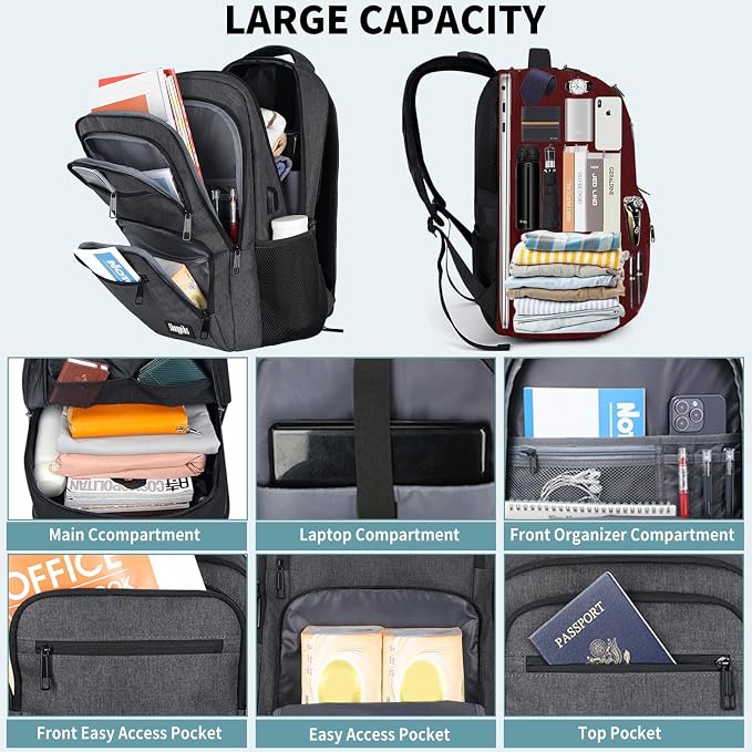 Backpck for Men Women, School Backpack for Boys Teens, 15.6 inch Laptop Back - Image 2