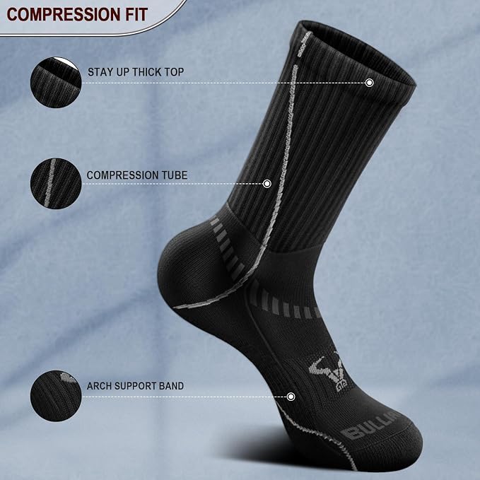 BULLIANT Compression Socks for Men 6Pairs, Athletic Crew Socks Cushioned For - Image 4