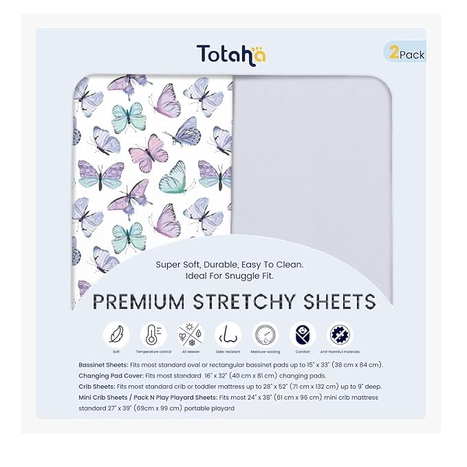 TotAha Soft Crib Sheets Girl-Hypoallergenic, Silky Comfort, Buttery Soft by TotAha%7CUnitedStates