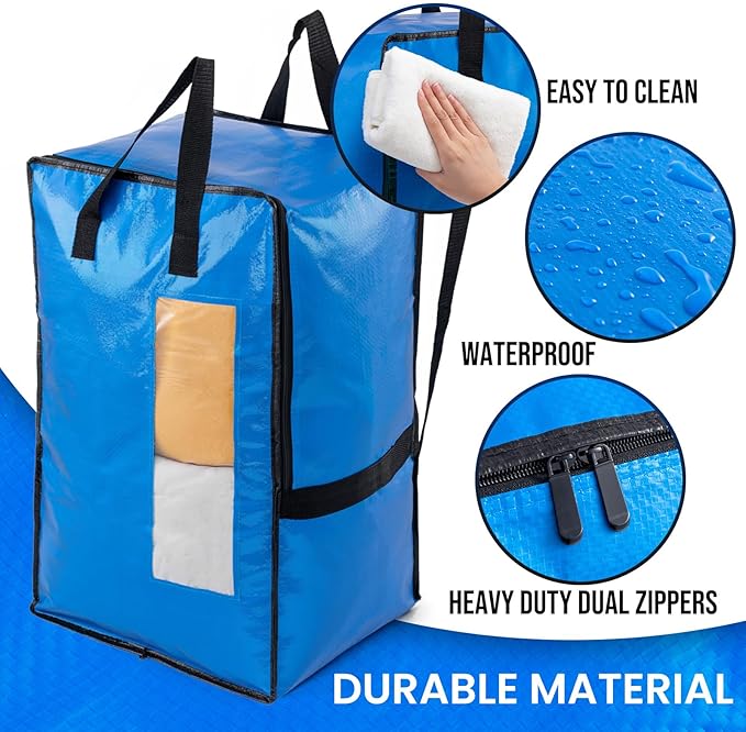 TAILI 4 Pack Blue Moving Bags w/Adjustable Backpack Straps, Moving Supplies - Image 7