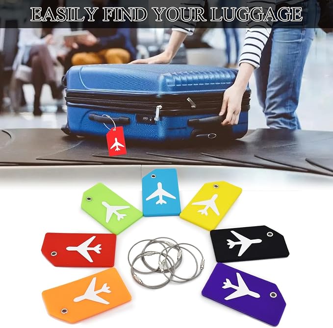 7 Pack Silicone Luggage Tag Baggage Handbag Travel Suitcase Tags - Image 7