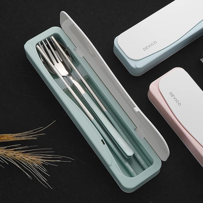 DEVICO Travel Utensils, 18/8 Stainless Steel 4pcs Cutlery Set Portable Camp - Image 5
