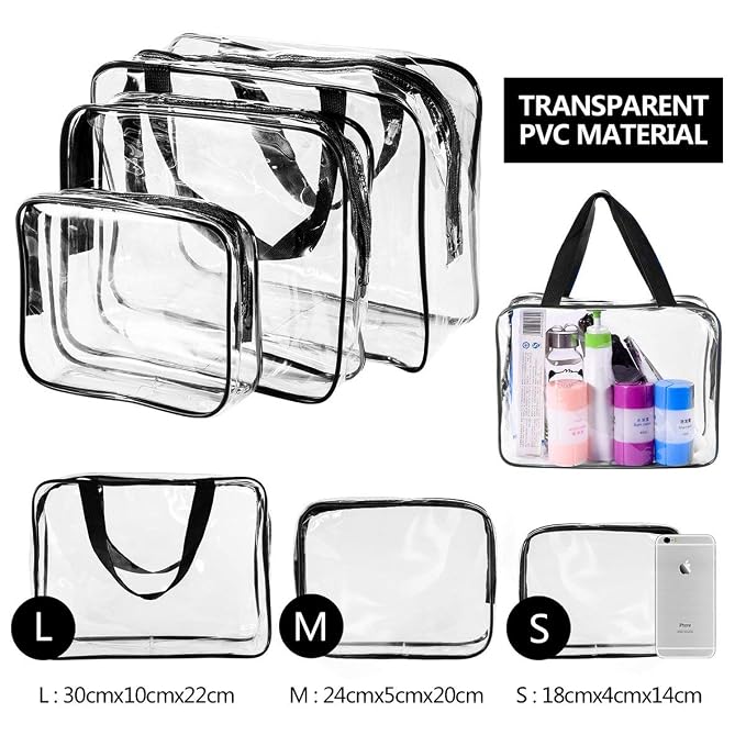 4Pcs Crystal Clear PVC Travel Toiletry Bag Kit - Image 6