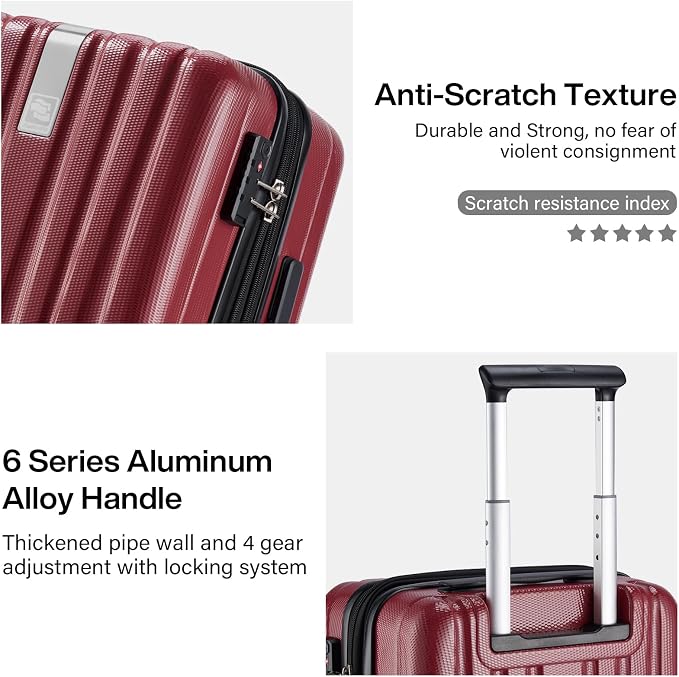 Hanke Expandable Hardshell Luggage Sets 3 piece Carry On Luggage - Image 6
