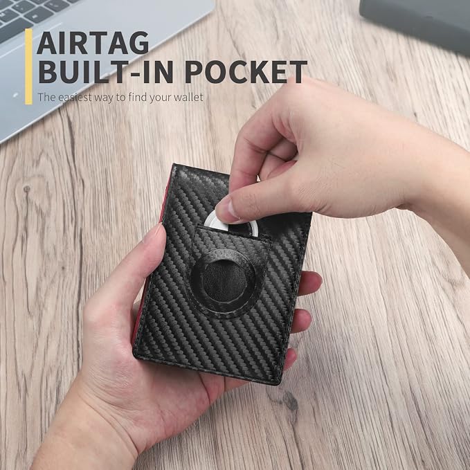 RUNBOX AirTag-Wallet-Mens-Slim-RFID Blocking Wallets Leather - Image 2
