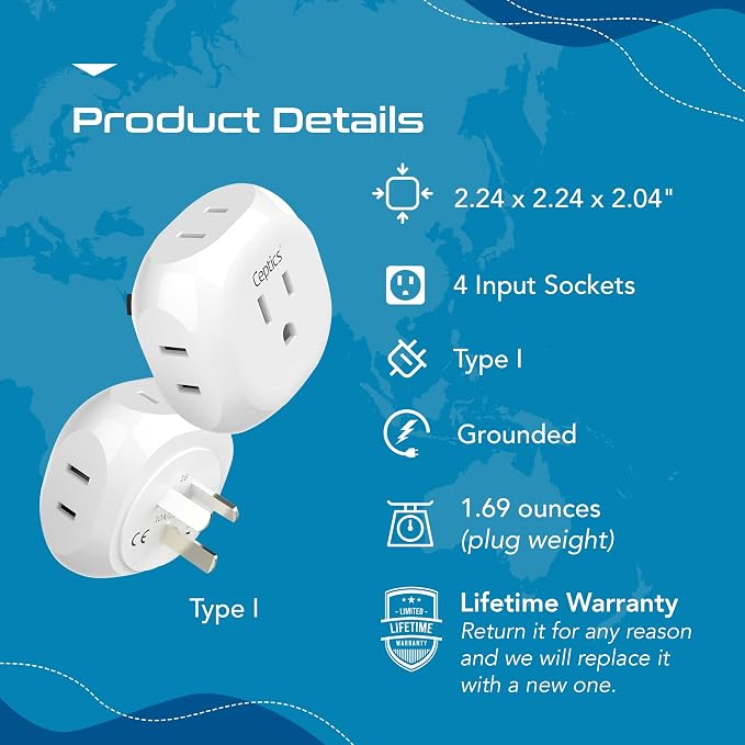 Ceptics Australia, New Zealand, China Travel Plug Adapter - Image 8