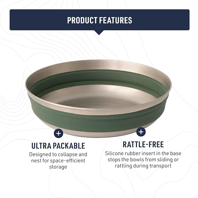 Sea to Summit Detour Stainless Steel Collapsible Bowl, Beluga Black - Image 3
