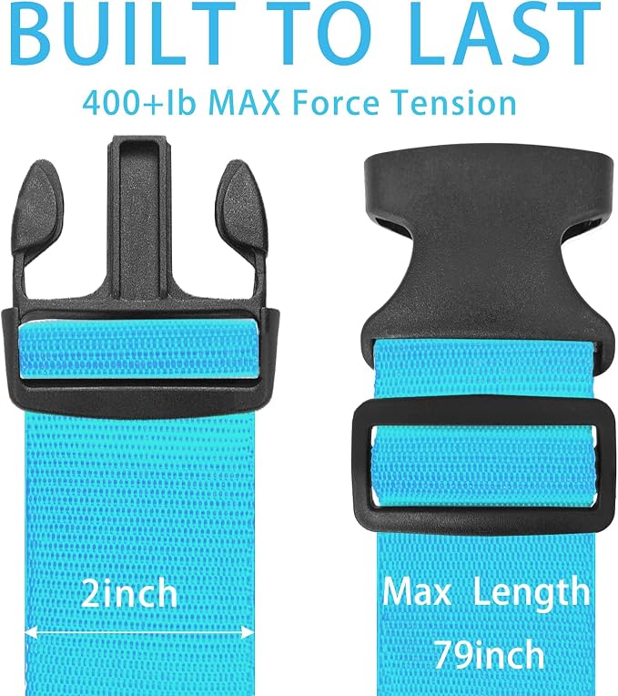 BILIONE 4 Pack Luggage Straps 79" Long Belts Keep Suitcase Secure While - Image 7