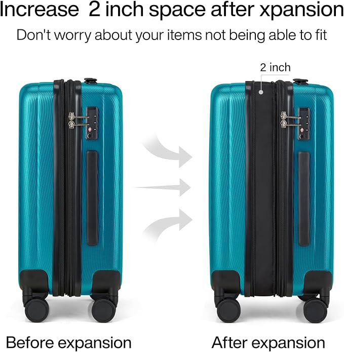 Hanke Expandable Hardshell Luggage Sets 3 piece Carry On Luggage - Image 3