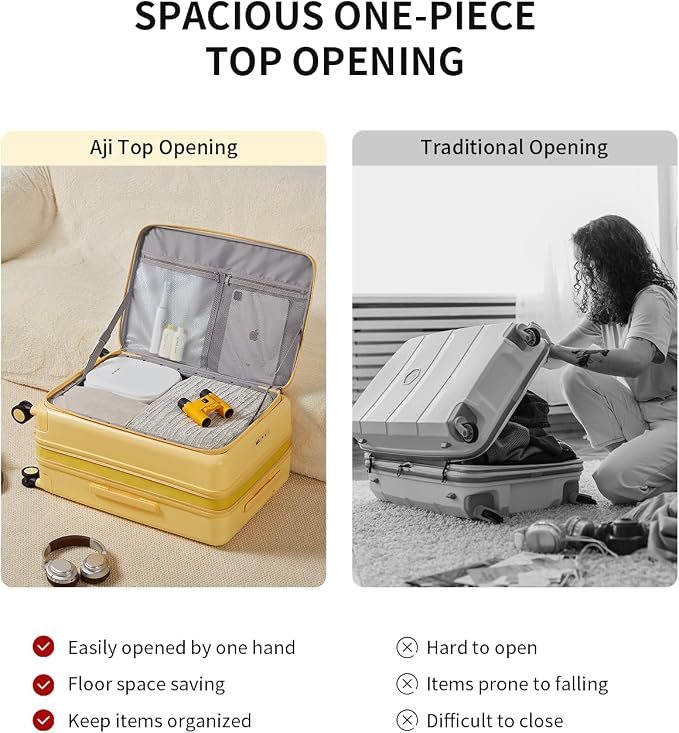 aji Expandable Top Open 24 Inch Checked Luggage - Image 4