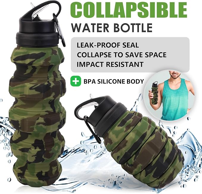 Collapsible Travel Water Bottle, Reuseable Silicone Foldable Water Bottles - Image 4