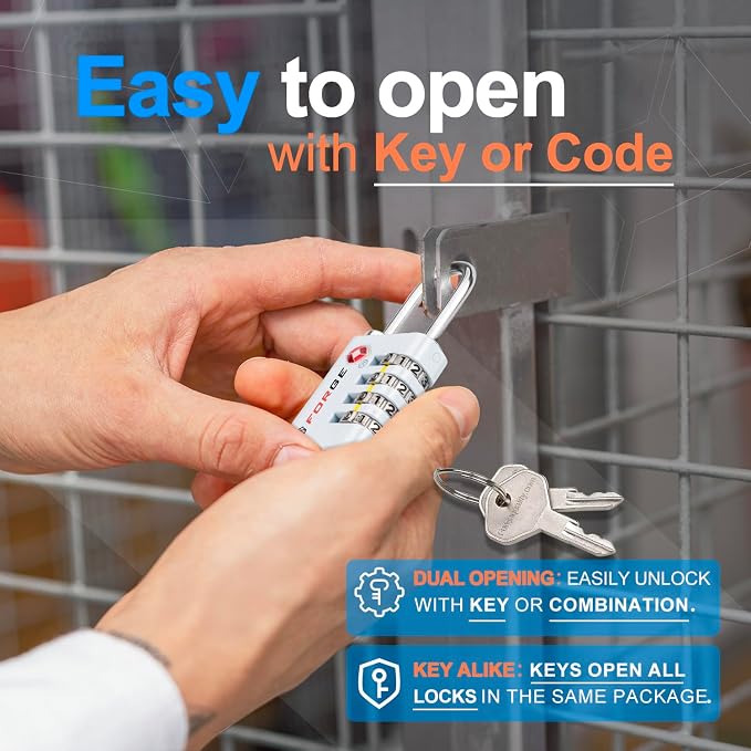 Forge Dual-Opening: Key or Combination Access Lock, TSA Approved Locks - Image 3