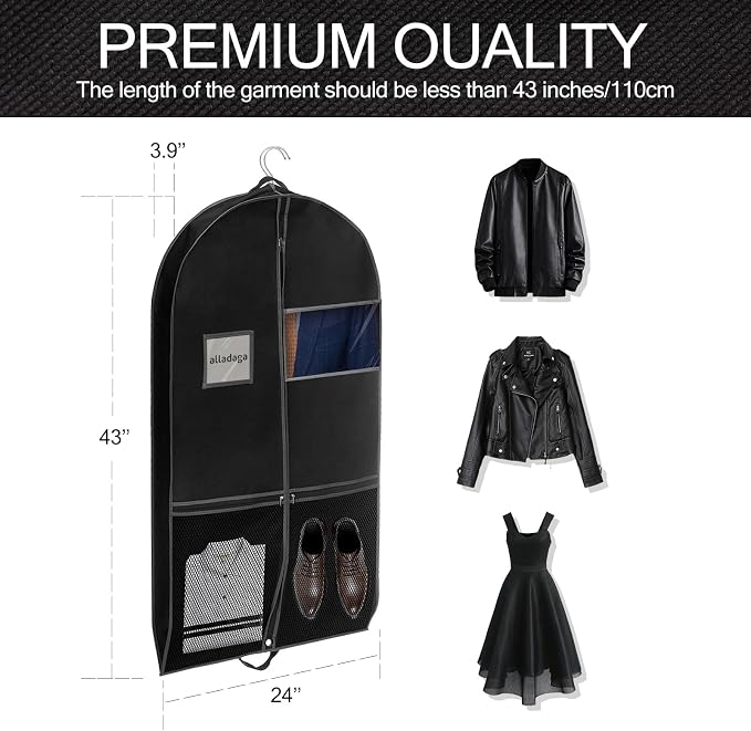 3 Pack 43" Garment Bags for Travel and Storage, Suit and Dress Bags - Image 3