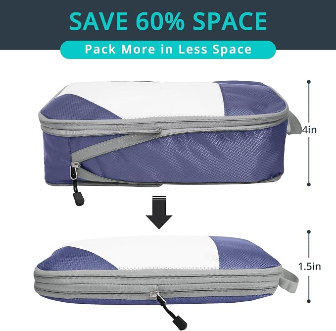 Compression Packing Cubes 6 Set, Compressible Space-Saving Packing Cubes - Image 2