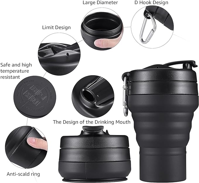 Collapsible Coffee Cup, 16 OZ 480ml Large Silicone Folding Camping Mug - Image 5