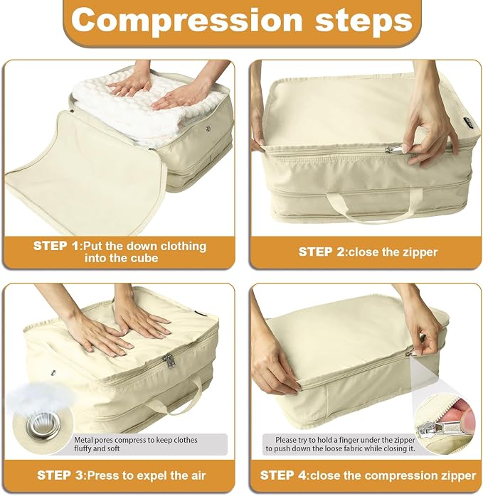Compression Packing Cubes for Travel Essentials, 2 Pack Expandable Travel Cubes - Image 4