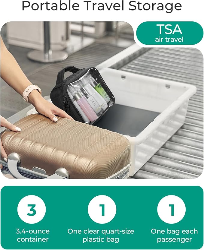 BAGSMART Clear TSA Approved Toiletry Bag, 2 Pack Travel Makeup Quart Size - Image 2