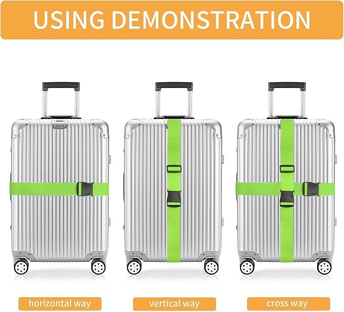 BILIONE 4 Pack Luggage Straps 79" Long Belts Keep Suitcase Secure While - Image 4
