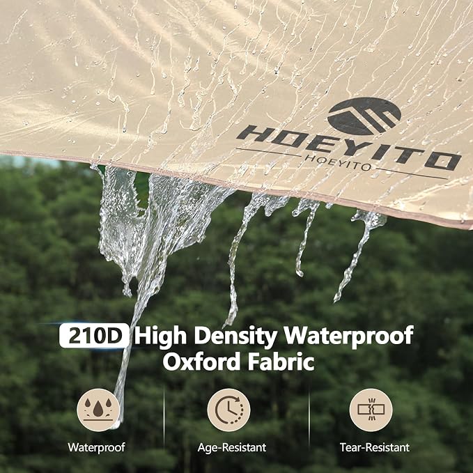 Camping Tarp with Poles & Retainer, 15x12.5FT Large Waterproof 210D Oxford - Image 6