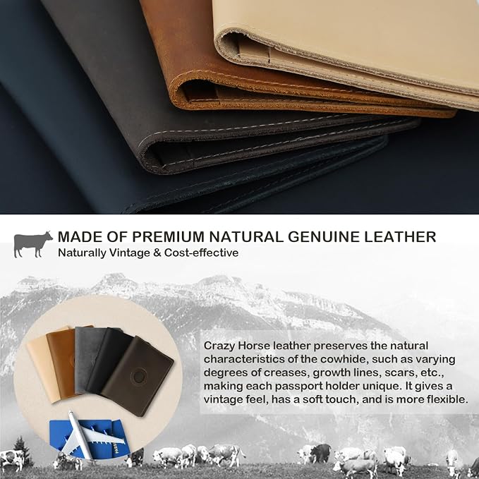 Passport Holder for Men and Women Travel, Real Leather Passport Wallet - Image 2