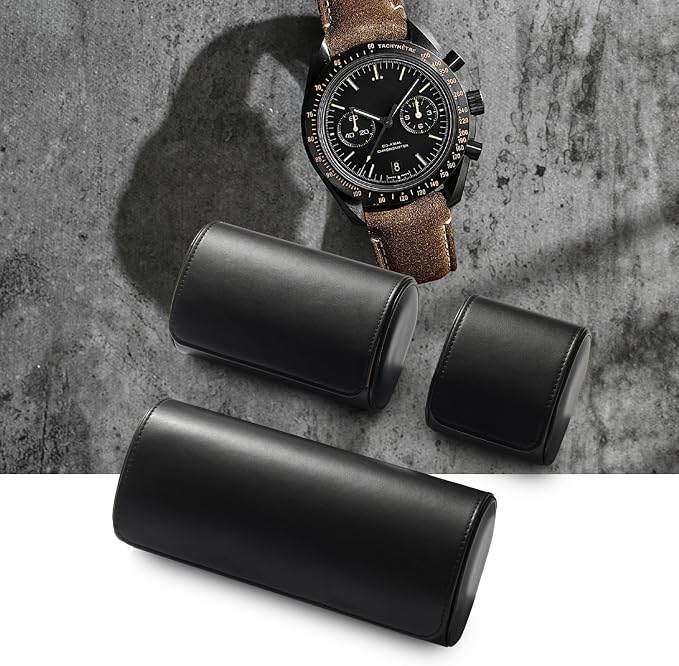 Oirlv Premium Leather Watch Roll Travel Case 2-Slot Watch Box - Image 3