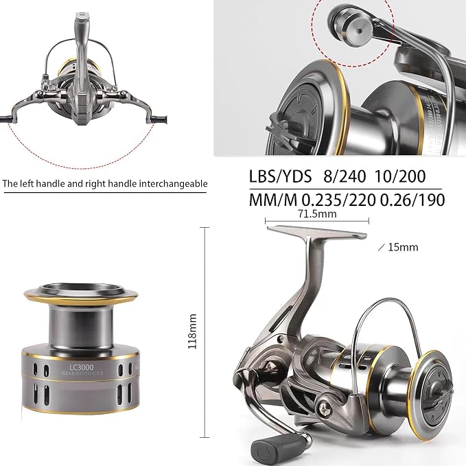 2PACK Fishing Pole Combo, Carbon Fiber Fishing Rod Spinning Reels Fishing - Image 4