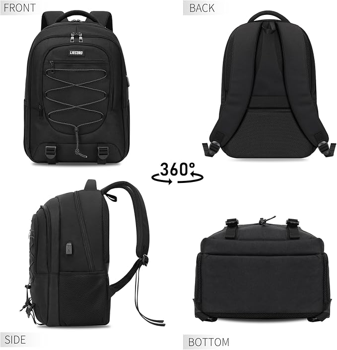 Black Backpack for Men, Backpack for School, School Backpacks for Boys Teens - Image 7