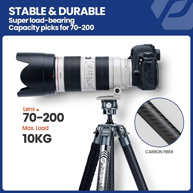 Fotopro Carbon Fiber Tripod 2.3lbs Ultralight 62 Inch Portable Travel Video - Image 5