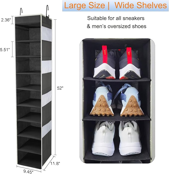 2 Pack Large-Sized Hanging Shoe Organizer 10-Shelf, Sturdy Hanging Closet - Image 3