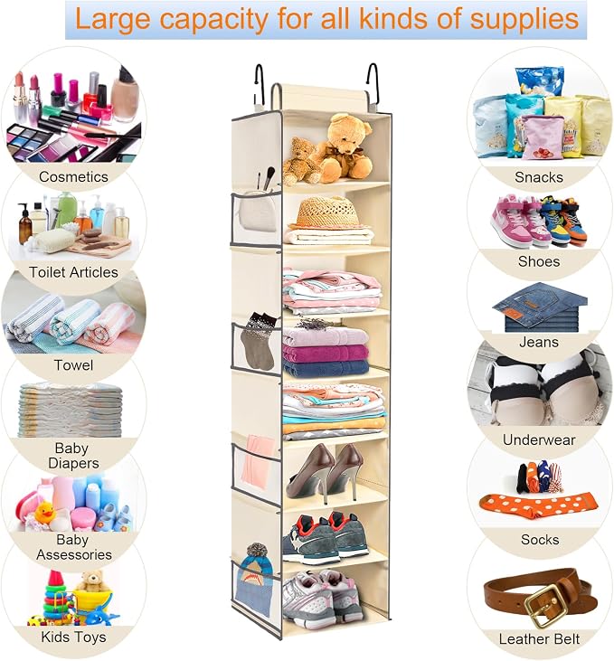 Large-Sized Hanging Shoe Organizer 8-Shelf, Hanging Closet Organizer - Image 6