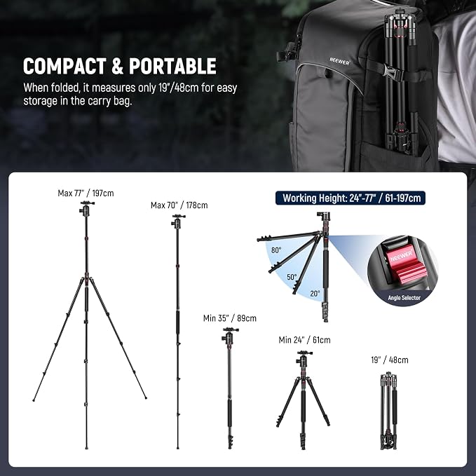 NEEWER 77” Camera Tripod Monopod - Image 7