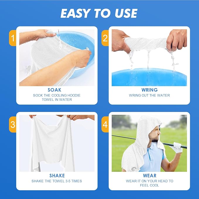Cooling Hoodie Towels for Neck and Face, UPF 50 Sun Protection & Instant Cooling - Image 3